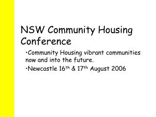 NSW Community Housing Conference