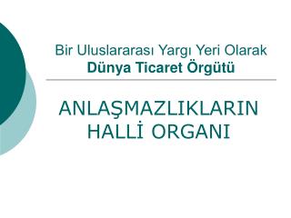 bir uluslararas yarg yeri olarak d nya ticaret rg t