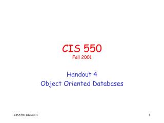 CIS 550 Fall 2001