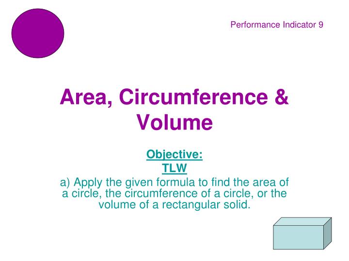 area circumference volume