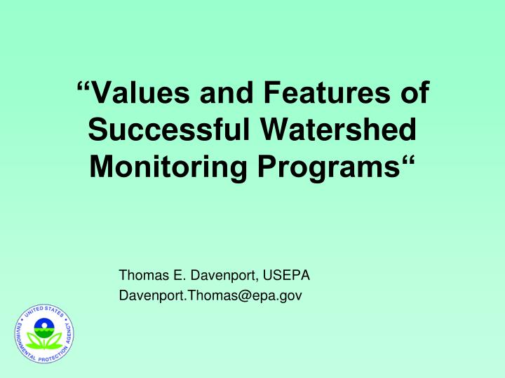 values and features of successful watershed monitoring programs