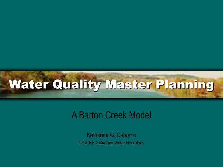 water quality master planning