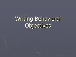 Writing Behavioral Objectives