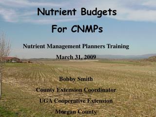 Nutrient Budgets For CNMPs