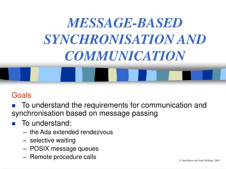 message based synchronisation and communication
