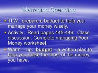 Managing Spending