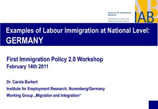 Examples of Labour Immigration at National Level: GERMANY