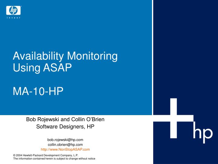 availability monitoring using asap ma 10 hp