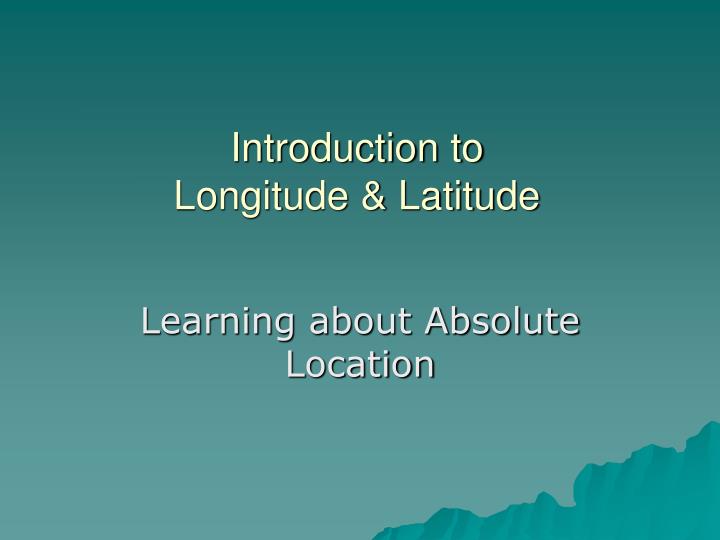 introduction to longitude latitude