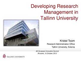 Developing Research Management in Tallinn University
