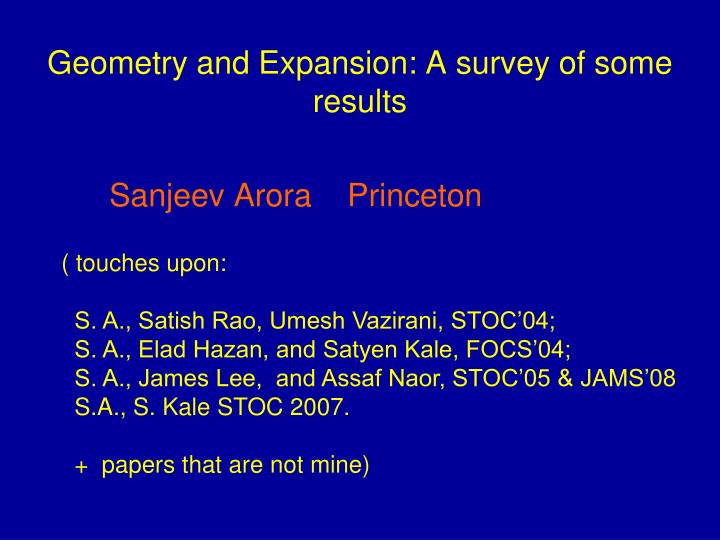 geometry and expansion a survey of some results