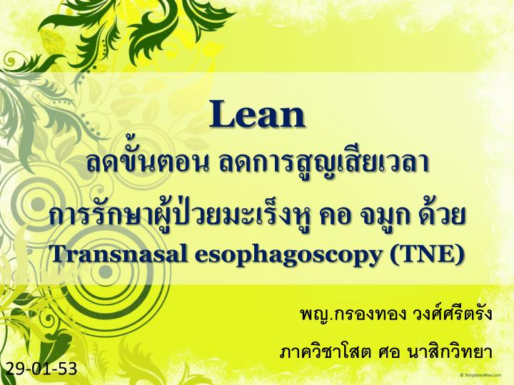lean transnasal esophagoscopy tne