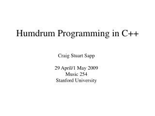 Humdrum Programming in C++