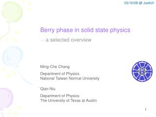 Berry phase in solid state physics ? a selected overview