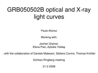GRB050502B optical and X-ray light curves