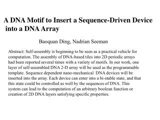 A DNA Motif to Insert a Sequence-Driven Device into a DNA Array