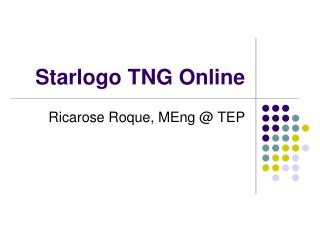 Starlogo TNG Online