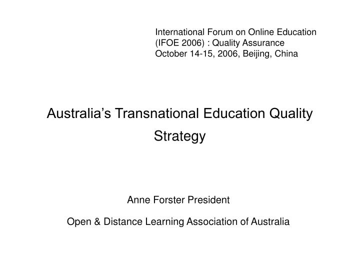 australia s transnational education quality strategy