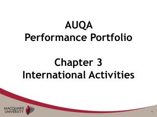 AUQA Performance Portfolio Chapter 3 International Activities