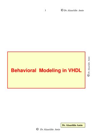 Behavioral Modeling in VHDL