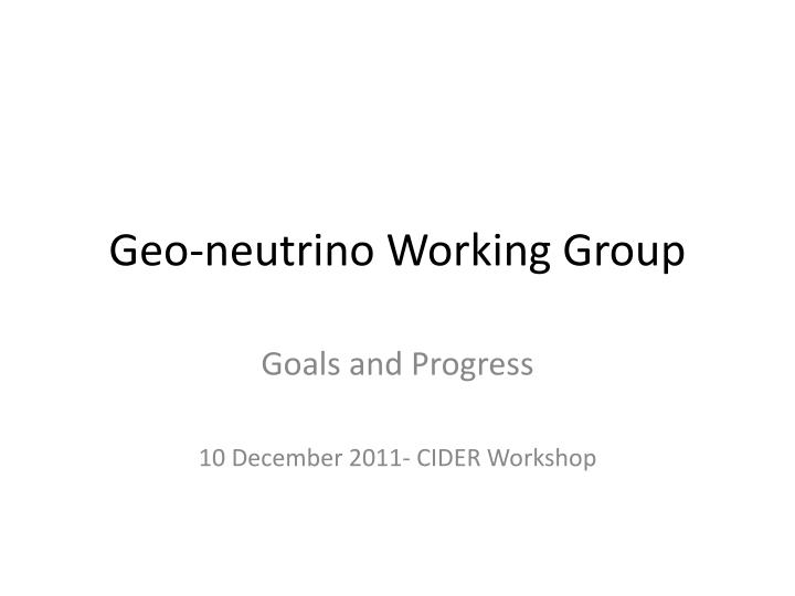 geo neutrino working group