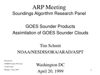 ARP Meeting Soundings Algorithm Research Panel