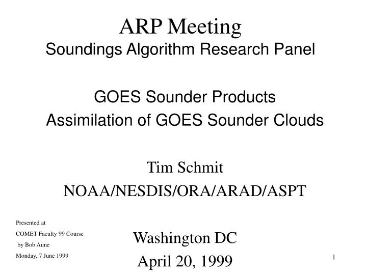 arp meeting soundings algorithm research panel