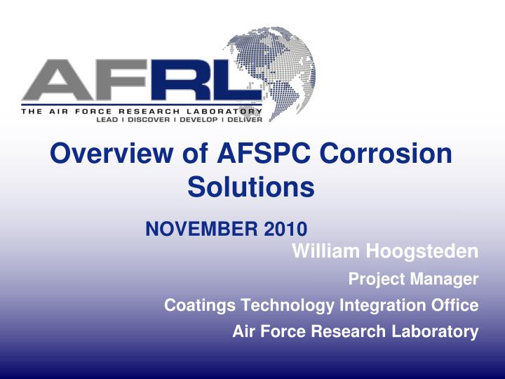 overview of afspc corrosion solutions november 2010