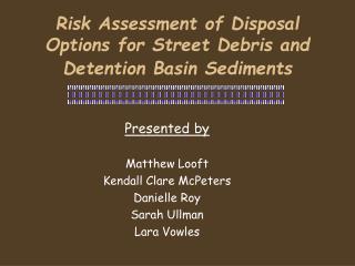 Risk Assessment of Disposal Options for Street Debris and Detention Basin Sediments