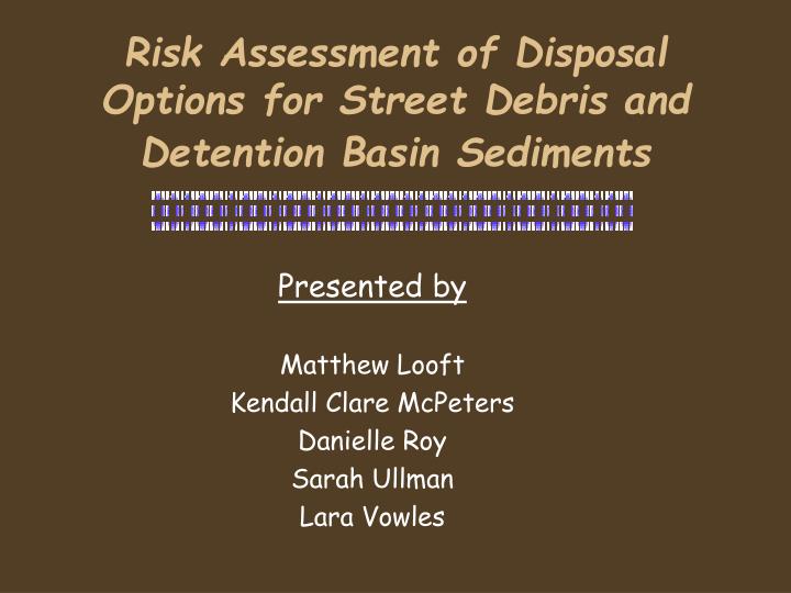 risk assessment of disposal options for street debris and detention basin sediments