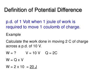 Definition of Potential Difference