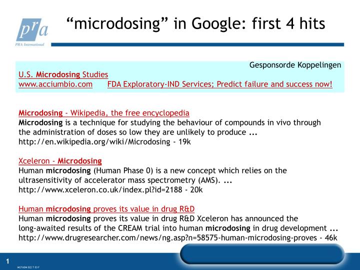 microdosing in google first 4 hits