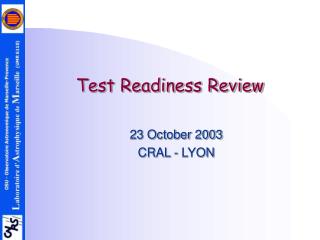 Test Readiness Review