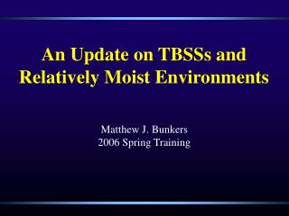 An Update on TBSSs and Relatively Moist Environments