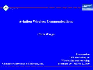 Aviation Wireless Communications Chris Wargo