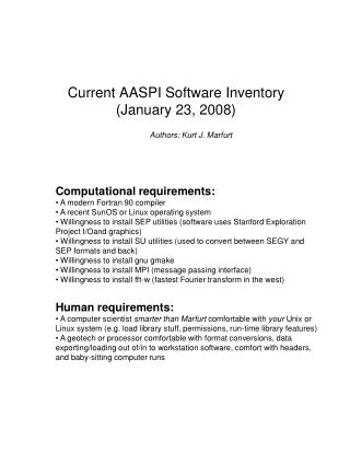 current aaspi software inventory january 23 2008