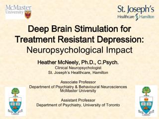 Deep Brain Stimulation for Treatment Resistant Depression: Neuropsychological Impact