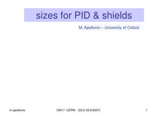 sizes for PID &amp; shields