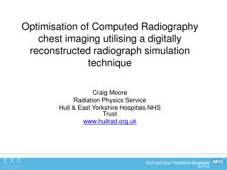 Craig Moore Radiation Physics Service Hull &amp; East Yorkshire Hospitals NHS Trust hullrad.uk