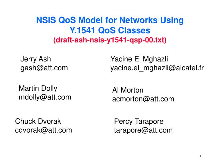 nsis qos model for networks using y 1541 qos classes draft ash nsis y1541 qsp 00 txt