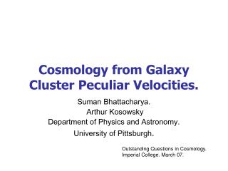 Cosmology from Galaxy Cluster Peculiar Velocities.