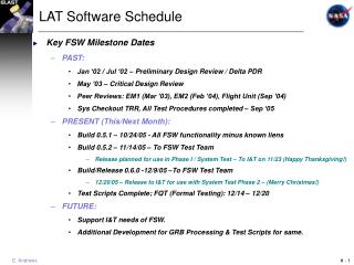 LAT Software Schedule