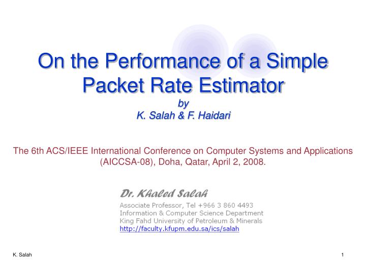 on the performance of a simple packet rate estimator by k salah f haidari
