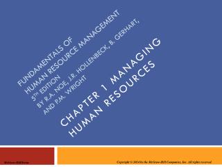 Chapter 1 managing human resources