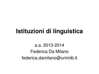 istituzioni di linguistica