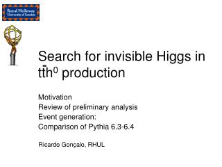 Search for invisible Higgs in tth 0 production