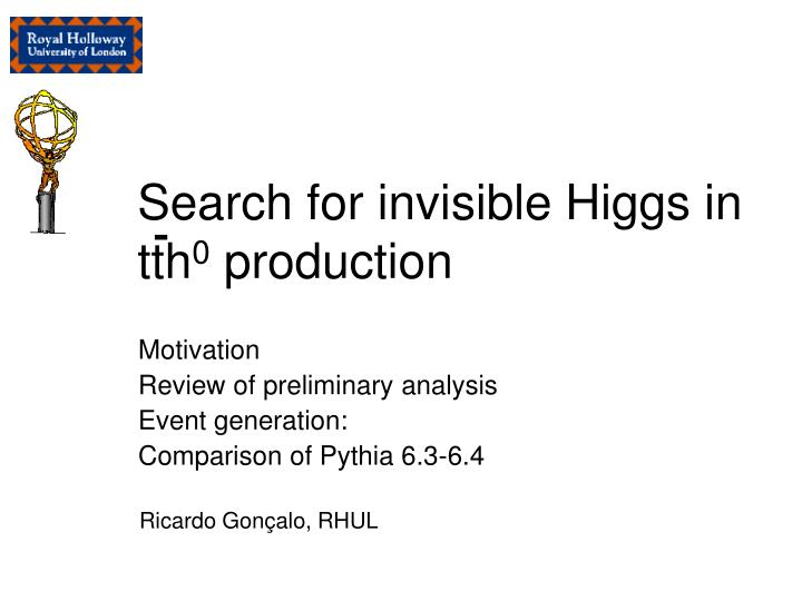 search for invisible higgs in tth 0 production