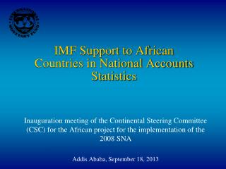 IMF Support to African Countries in National Accounts Statistics