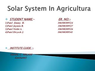 Solar System In Agricultura