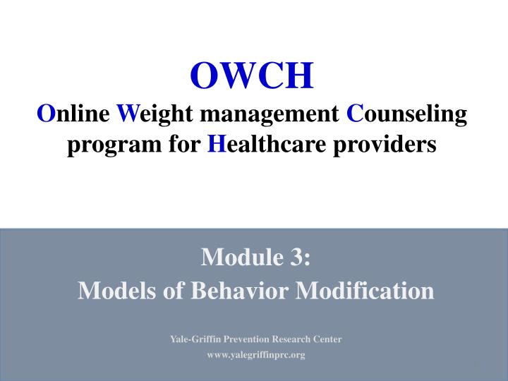 owch o nline w eight management c ounseling program for h ealthcare providers